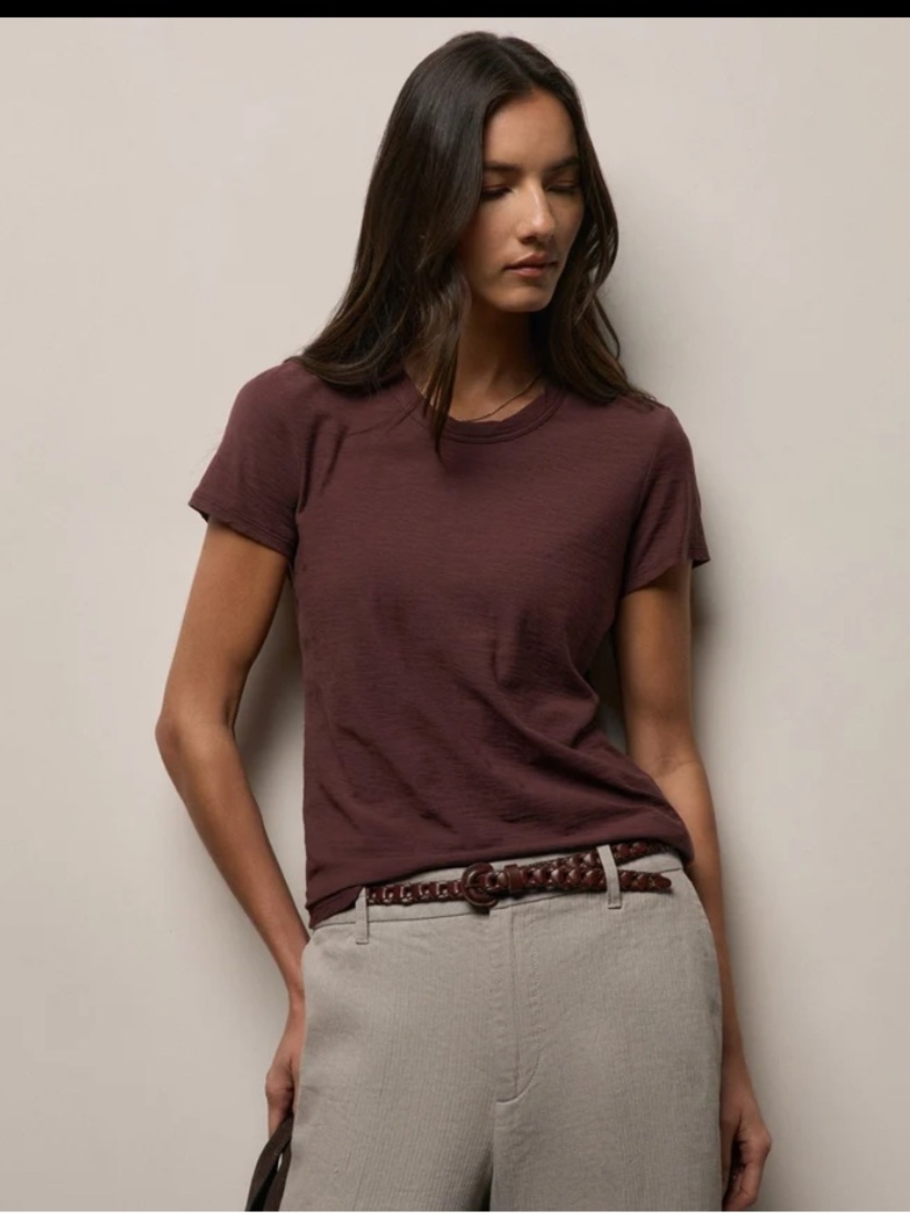 James Perse sheer slubbed cotton tee in plum size M (company size 2)
